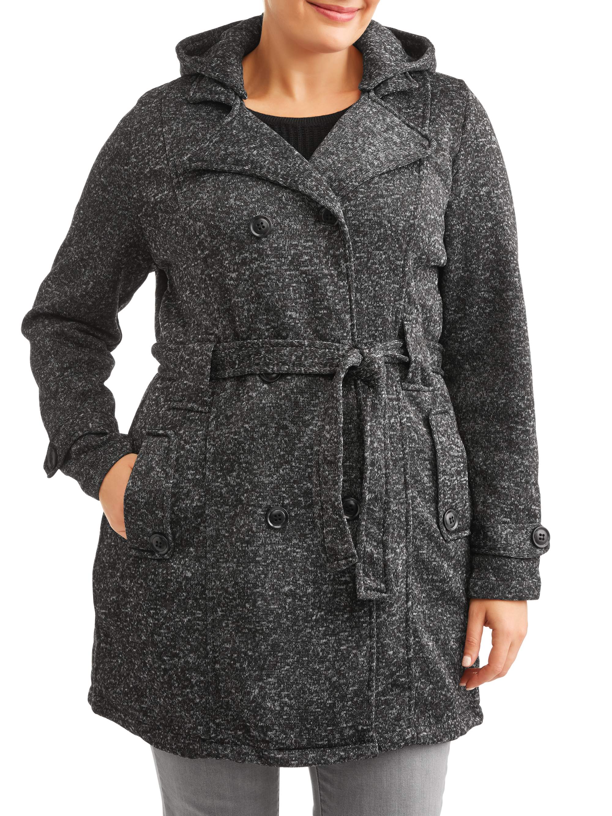 Double Breast Belted Fleece Jacket 