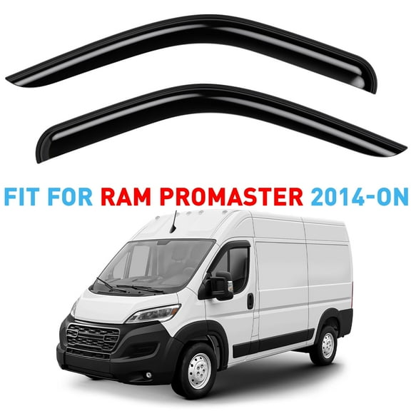 GrandWheel Co Window Deflectors Smoke Tinted Tape-On Side Window Vent Visor Deflectors Rain Guards Compatible with Ram ProMaster 2014-2026 - 2 pcs. GW0965