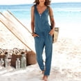 thumbnail image 2 of Fridja Womens Plus Size Solid Color Zip V-neck Cultivate One's Morality Jumpsuit, 2 of 6