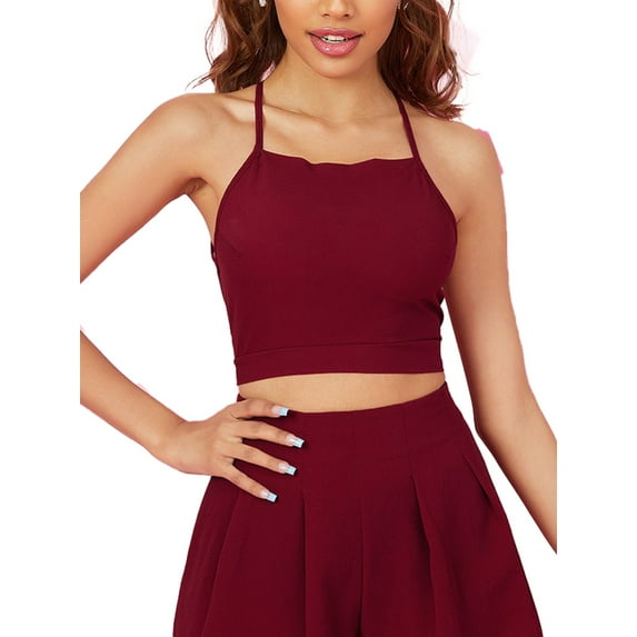 Lovito Cute Plain Tie Back Cold Shoulder Shorts Sets