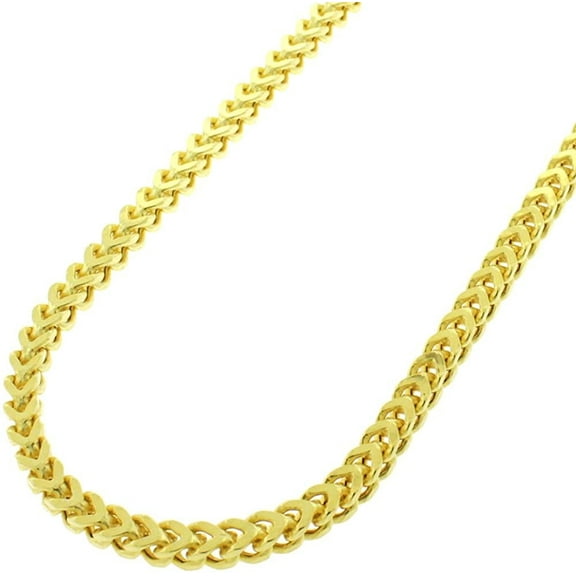 925 Italian Sterling Silver 2.5mm Hollow Franco Chain, FREE Microfiber Cloth, Yellow Gold Plated Square Box Link Mens Womens Necklace, Giorgio Bergamo 16
