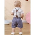 thumbnail image 4 of CARETOO Newborn Boy Outfit Infant Clothes Short Sleeve Romper Suspender Shorts Bowtie Formal Outfits, 4 of 20