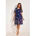 thumbnail image 6 of Ekouaer Womens House Dress Floral Print Nightgown with Pockets Mumu Dress, 6 of 7