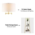 thumbnail image 5 of Modern Gold Tripod Floor Lamp - 60 Inches Tall, White Cylinder Shade, 3-Tier Faux Marble Shelves, 5 of 7