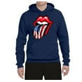 thumbnail image 2 of Wild Bobby, American Flag Lips Tongue Out, Unisex Graphic Hoodie Sweatshirt, Navy, Medium, 2 of 3