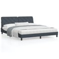thumbnail image 1 of vidaXL Bed Frame with Headboard Dark Grey 183x213 cm Velvet, 1 of 5