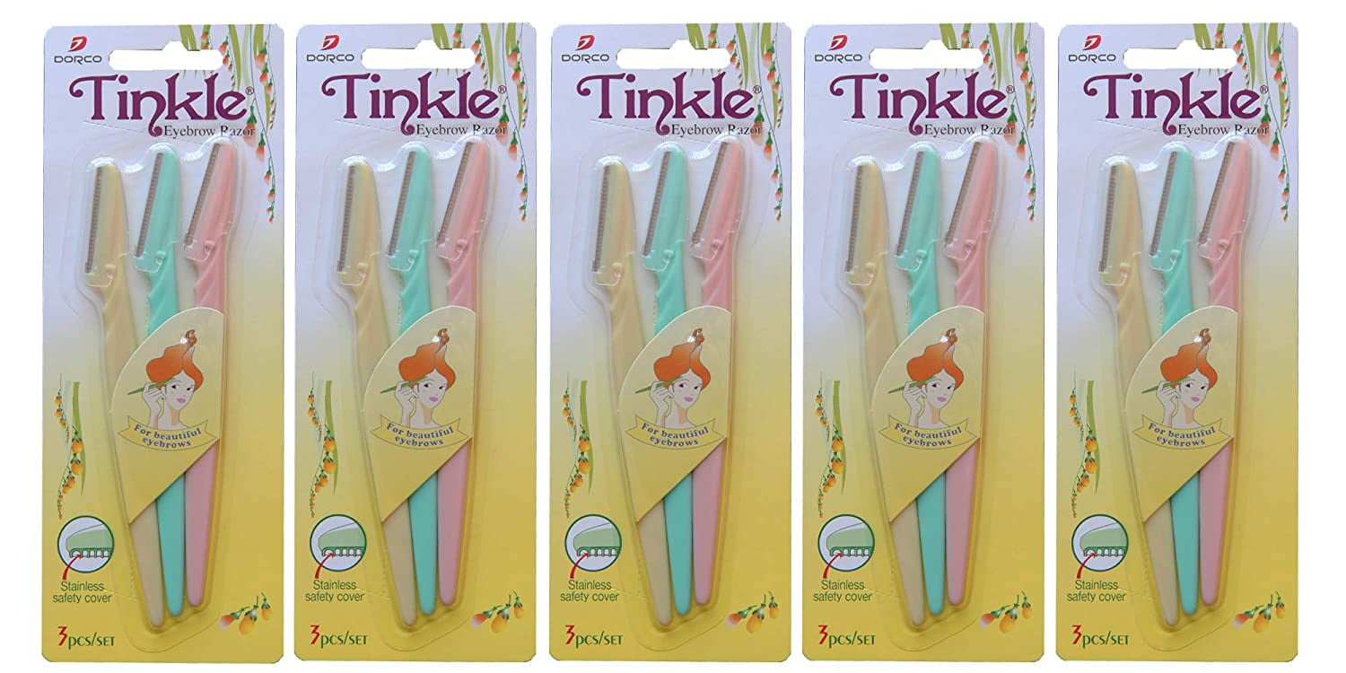 TINKLE DORCO EYEBROW RAZOR, 5 PACKS (15 RAZORS)