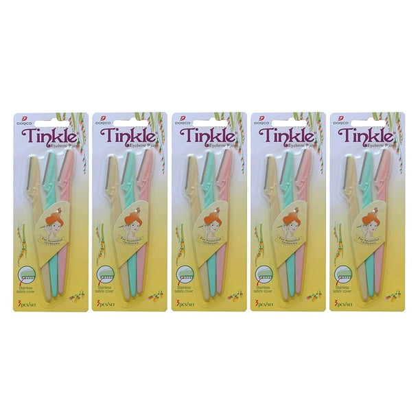 TINKLE DORCO EYEBROW RAZOR, 5 PACKS (15 RAZORS)