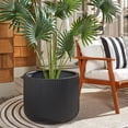 thumbnail image 2 of Safavieh Lucca Ficonstone and Cement Modern Solid Round Black Plant Pot, 2 of 7