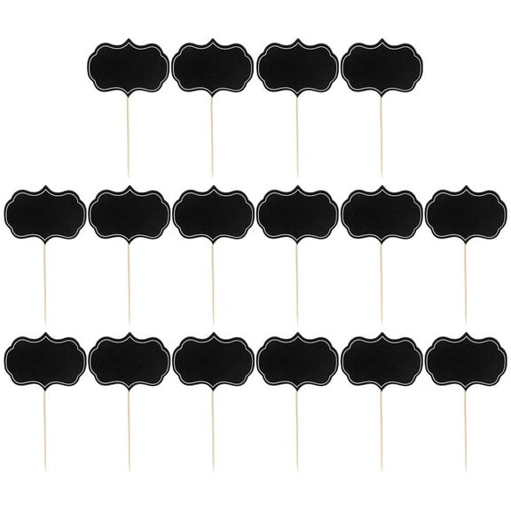 MLINS 16pcs Black Cheese Markers and Food Labels for Home Parties Cakes Buffets Made of Wood and Paper