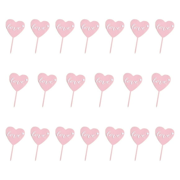 Siruishop 20Pcs Birthday Cake Topper Cake Pick Cake Decoration for Party Birthday Home Pink White