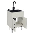 thumbnail image 3 of White Freestanding Bathroom Sink Vanity with Storage Cabinet, White, 201 Stainless Steel & Wood, Hot-Cold Faucet, Soap Dispenser, Drain Basket, Overflow Hole, 19.7"x15.8"x30.7", Modern, Easy Assembly, 3 of 20