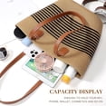 thumbnail image 3 of Pleneal Straw Bag For Women, Summer Straw Beach Handbags Large Shoulder Purses Woven Tote Bag,Black Stripes, 3 of 7