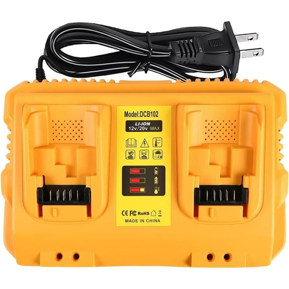 SUNBAT DCB102 Replacement for DeWalt Battery Charger Station Compatible with Dewalt 12V/20V Battery Charger Work with Dewalt 20V Battery and Tools