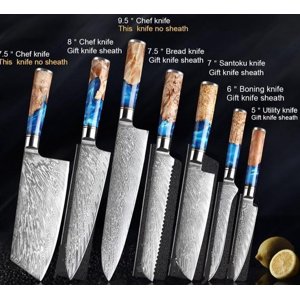 Cobalt Damascus Steel Knife Set