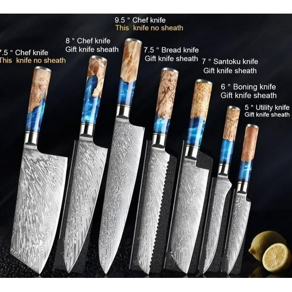 Cobalt Damascus Steel Knife Set