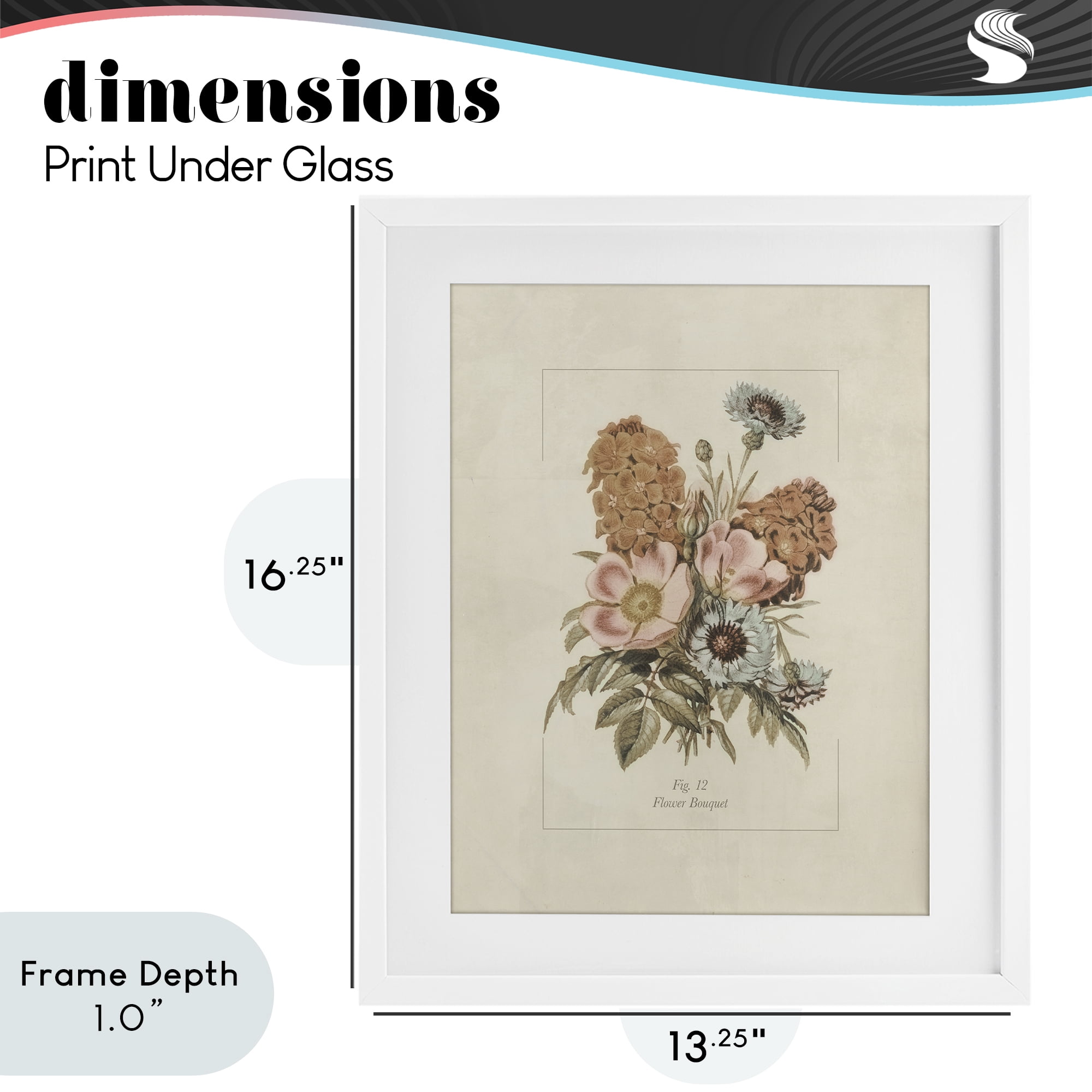 Stupell Industries Flower Bouquet Vintage Blossoms White Framed Print Under Glass, design by Dan Meneely
