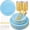 Baby Blue, variant on 350PCS Ivory Scalloped Plastic Plates - Ivory and Gold Disposable Dinnerware Set Include 100 Plates, 150 Gold Silverware, 50 Cups, 50 Napkins for Wedding & Party