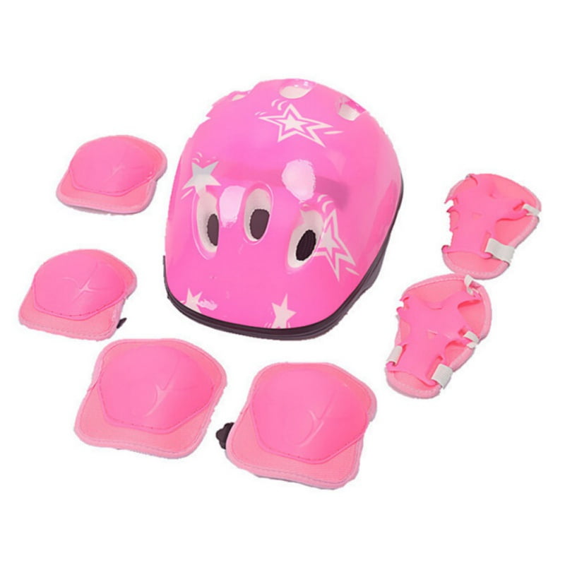 PINK Kids Cycling Roller Ski Skate Skating KNEE ELBOW WRIST Safety Gear Pads