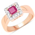 thumbnail image 1 of 14K Rose Gold Plated 1.26 Carat Genuine Glass Filled Ruby & White Topaz .925 Sterling Silver Ring QJ Model, 1 of 3