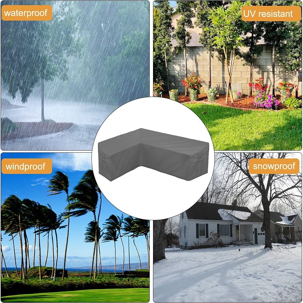 Thickened Waterproof Patio L Shaped Sectional Sofa Cover Outdoor Large Pet-Resistant Furniture Protector，UV Protected Couch Cover Outdoor