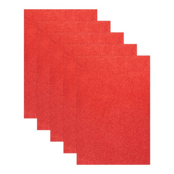 5 Sheets Red Shiny Foam Sheets, 8 Inch x 12 Inch Sparkle EVA Foam Handicraft Sheets EVA Paper for Art Crafts Projects, Scrapbook Gift DIY Card Party Decoration