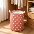thumbnail image 5 of Collapsible Star-Print Linen Cotton Laundry Hamper with Handles, Extra Large Washable Fabric Storage Bin for Clothes, Toys & Blankets, 5 of 9