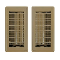 4in x 12in Basic Brown Metal Heating and Cooling Floor Louvered Register (2 PACK) - Overall Dimensions 5 1/2in x 13 1/2in