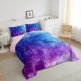 thumbnail image 4 of Manfei Purple Blue Galaxy Full Size Comforter Sets for Teens, Mystic Glitter Stars Print Bedding Comforter Set, Starry Sky Reversible Bedding Sets, Microfiber Bedroom Decor, 3pcs, 4 of 9