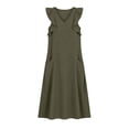 thumbnail image 5 of Vivianyo HD Women's V-Neck Maxi Dress, Ruffle Sleeveless Loose Fit Casual Long Dress With Side Pockets, Women's L, Sizes S-2XL, 5 of 7