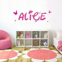 Pink Butterfly Font2 h4" Made-to-Order Baby Name Kid Room Nursery Wall Art Clear Vinyl décor Decal Sticker