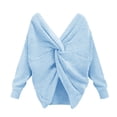 thumbnail image 3 of Manxivoo Sweaters for Women Women's Two Piece V Neck Knotted Over Open Back Knit Sweater Topdacron Sweaters for Women Light Blue, 3 of 4