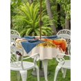 thumbnail image 2 of Outdoor Tablecloth with Umbrella Hole and Zipper, Thanksgiving Pumpkins Round Table Cloth 60 Inch Waterproof Tablecloth, Fall Maple Leaves Sunflowers Picnic Table Cover for Patio Camping, 2 of 7