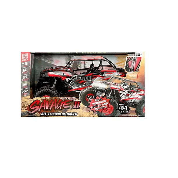 Savage II 1:10 Scale All-Terrain RC Racer with Lights & Sound, Red
