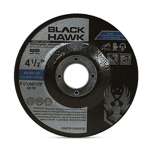 Lot de 25 Black Hawk 4-1/2 Pouces x 0,045 x 7/8 Pouces Arbre Déprimé Centre Coupé Roues - Métal et Acier Inoxydable Type 27