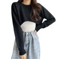 thumbnail image 5 of Suéter corto para mujer, blusa holgada de manga larga con cintura alta y medio corte hasta el ombligo para primavera y otoño, 5 of 5