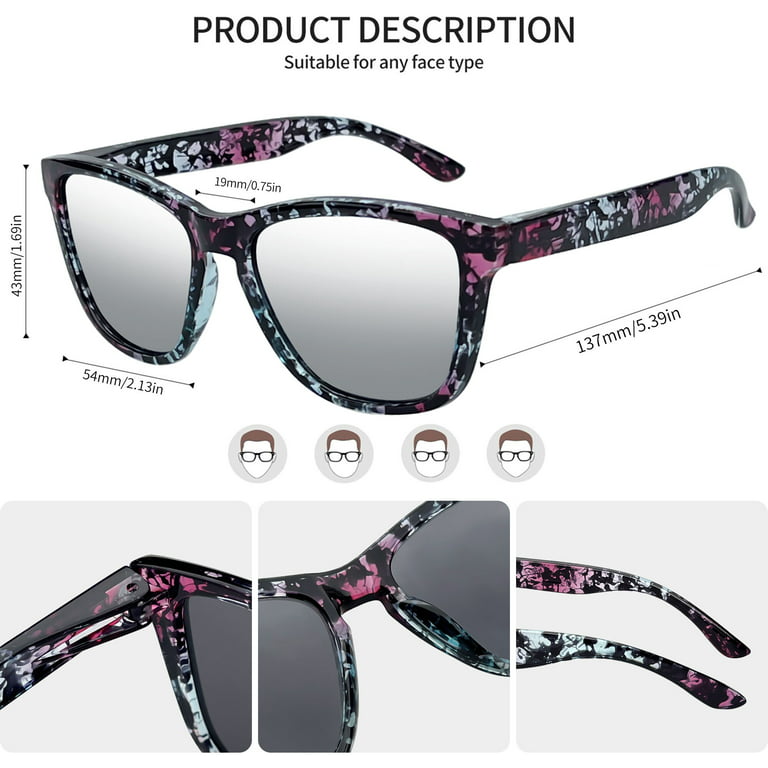 Sun Retro Protection Polarized Women Trendy Mirrored Men, glasses Sunglasses for Classic Joopin UV400 Square Womens