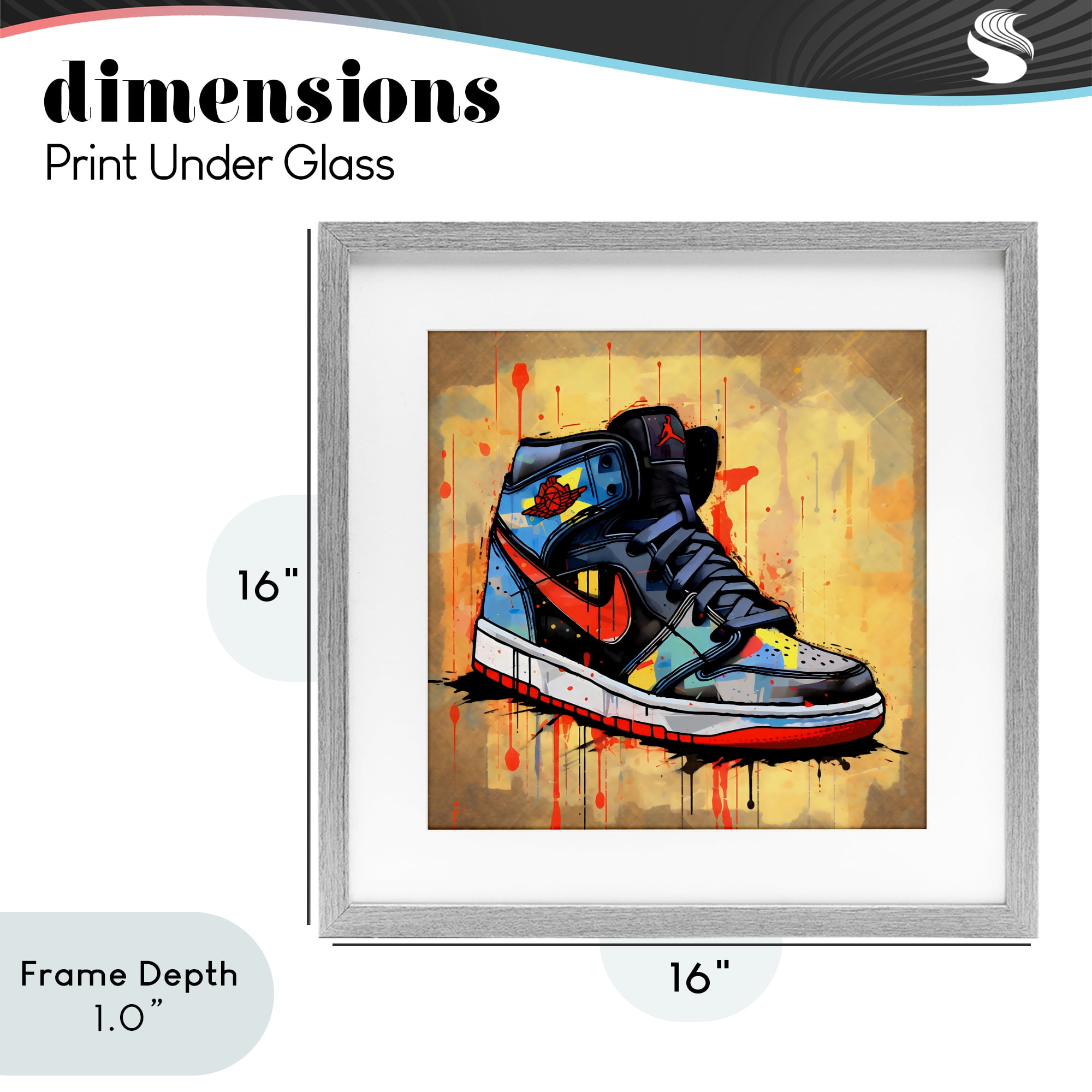 Stupell Industries Sporty Sneaker Drips Gray Framed Print Under Glass, design by Creative Studio