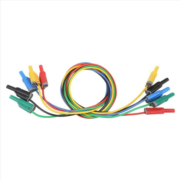 Cables de Prueba de Silicona con Conector Banana 5 Piezas 4Mm Totalmente Aislados con Cubierta de Seguridad Apilable con Conector Banana Cable de ExtensióN de Cable Blando