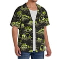 thumbnail image 2 of Rateoe Light Green Excavator Pattern Men's Short Sleeve Classic Shirt, Casual Short-Sleeved Shirt, Lightweight Summer Shirt, Cuban Collar Shirt,Button-Front Shirt-3X-Large, 2 of 5