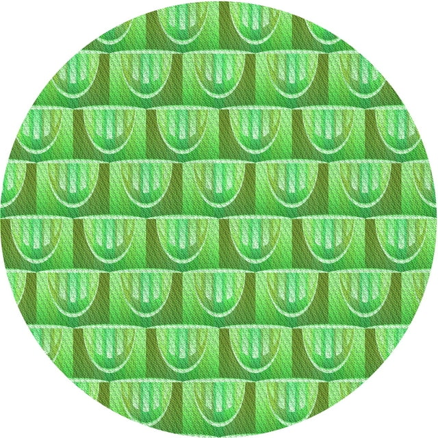 Ahgly Tapis Rond Lavable en Machine Intérieur Transitionnel Vert Émeraude, 3 Pieds Rond