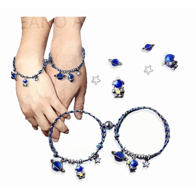 Xtellar Set De Pulsera Pareja Iman Astronauta,regalo Amor Eterno