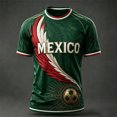 thumbnail image 5 of Zimjoy 2026 Mexico Soccer Jersey for Men World Soccer Game Mexico Team Short Sleeve Mock Crew Neck Football Jersey Shirts Dark Green L, 5 of 5