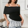 thumbnail image 5 of WMTBSRSW Off The Shoulder Tops for Women Spaghetti Strap Plus Size Summer Short Sleeve Shirts Lace Ruffle Flowy Elegant Dressy Babydoll Tunic Tops, 5 of 6
