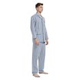 thumbnail image 6 of Amaxer Mens Cotton Pajama Set Cozy Button Up Sleepwear with Pockets Long Sleeve Lounge Wear Navy bulue white stripes M, 6 of 7