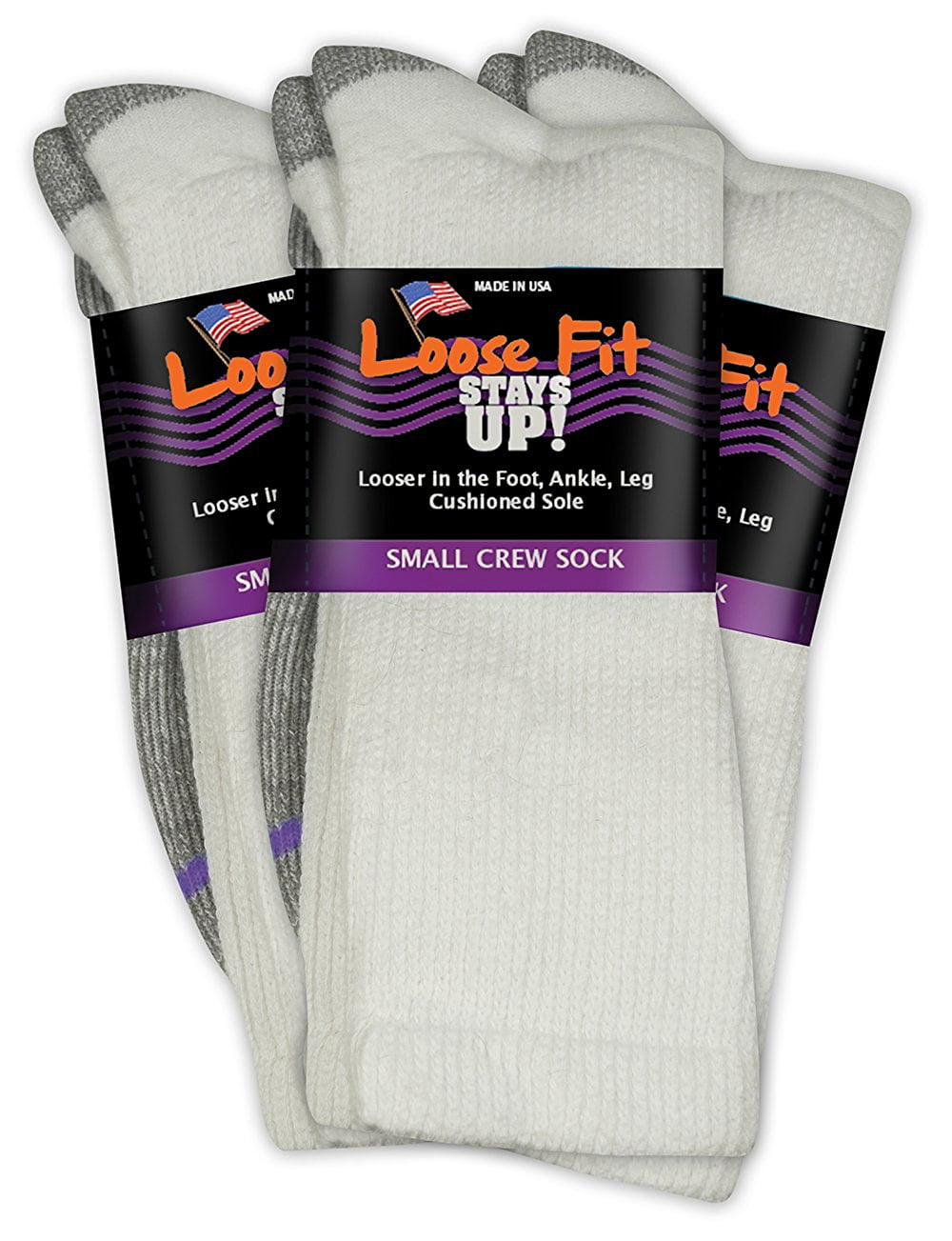 Extra Wide Socks Extra Wide Sock Co. NEW White Men Small S Loose Fit