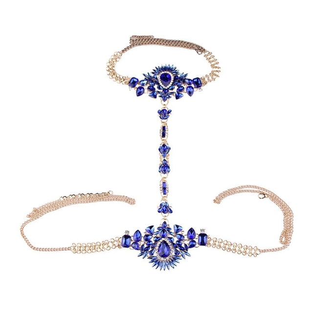 Cadena de Cuerpo de Cristal Minnieouse Collar de Cintura a la Moda Decoración Centelleante Azul AP015049-04
