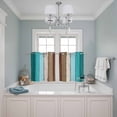 thumbnail image 3 of Aqua Teal Kitchen Curtains Small Short 39 Inch Length, Farmhouse Wood Grain Vintage Brown Striped Grommet Top Bedroom Living Room Curtains, Light Filtering Cafe Curtain Drapes 2 Panels Set 55''x39'', 3 of 9