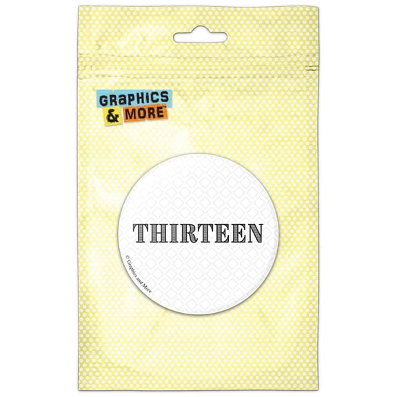 Thirteen Birthday Diamond Pattern Black and White Pinback Button Pin Badge