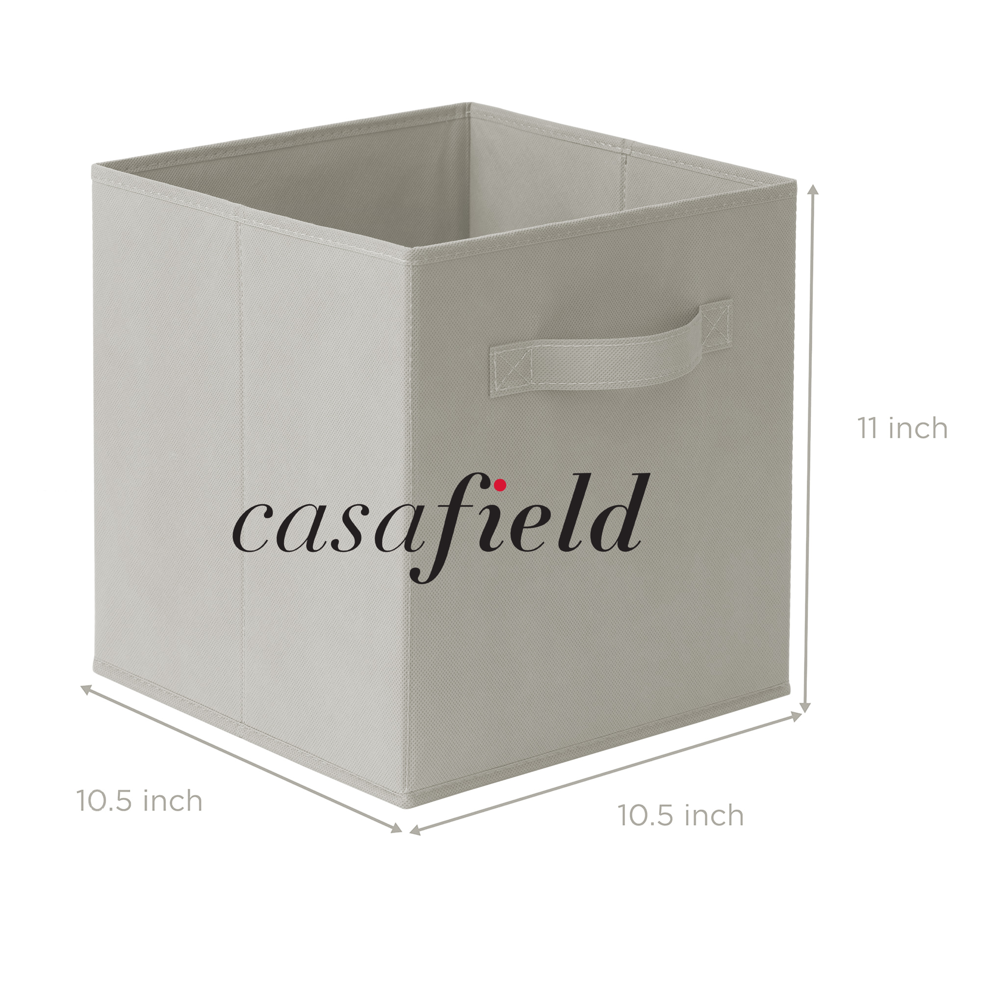Casafield Set of 6 Fabric Storage Cube Bins, Light Gray - 11" Collapsible Foldable Cloth Baskets for Shelves and Cubby Organizers